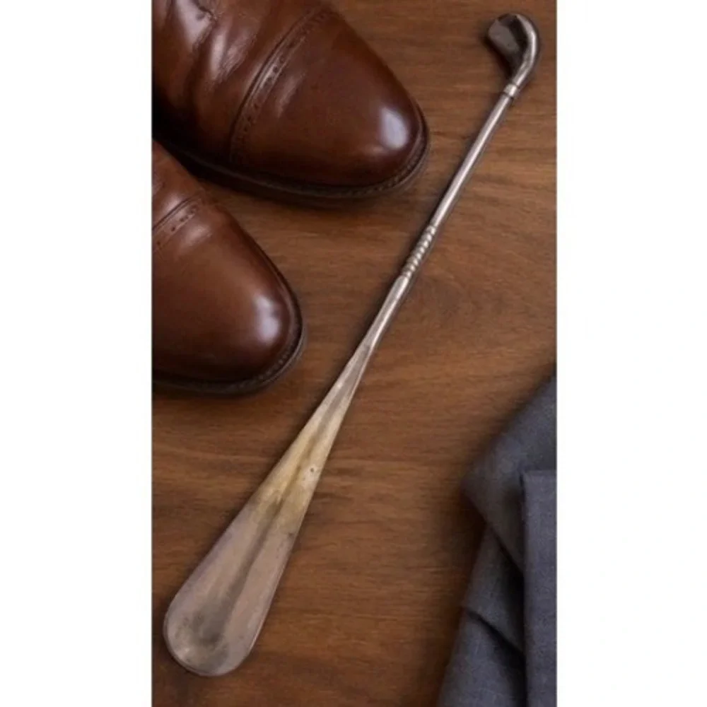 Vintage Golf Club Long Handled Shoehorn Silver Metal Tone Golfer Valet Gift MCM